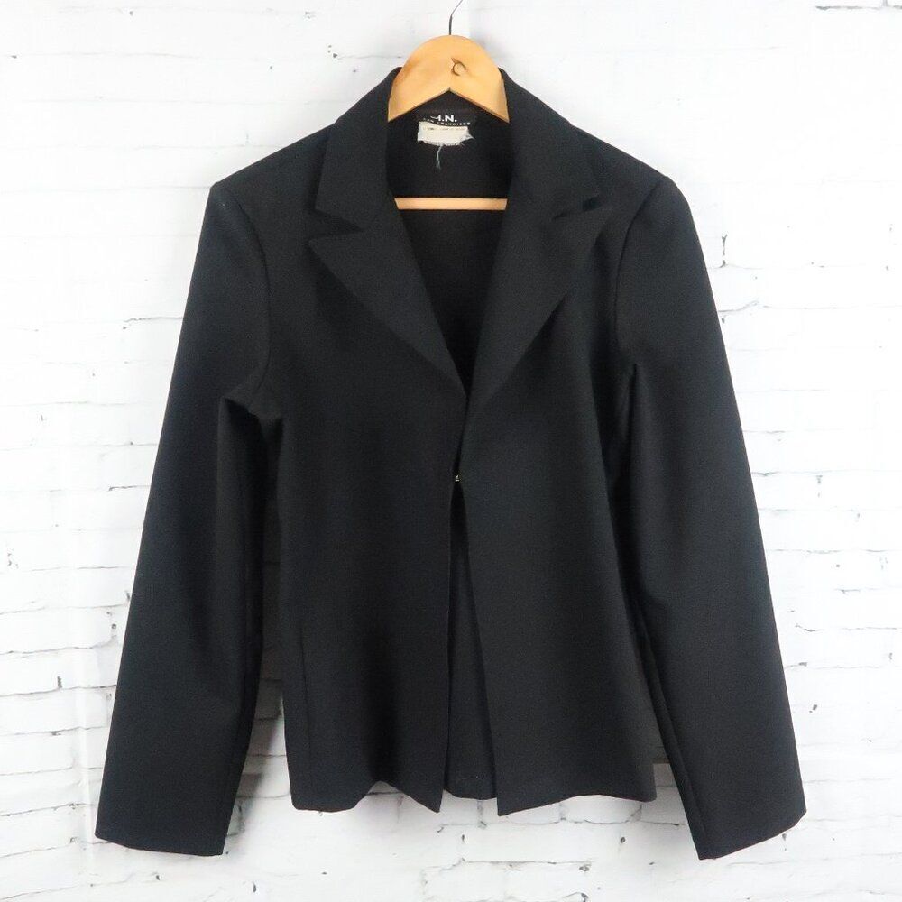I.N. SAN FRANCISCO BLACK SUIT BUSINESS WORK OFFICE JACKET WITH TIE BACK SIZE S